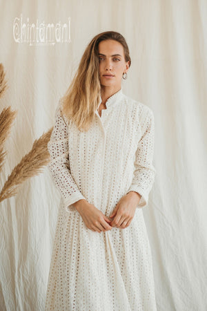 Organic Cotton Maxi Shirt Dress / Off White - ChintamaniAlchemi