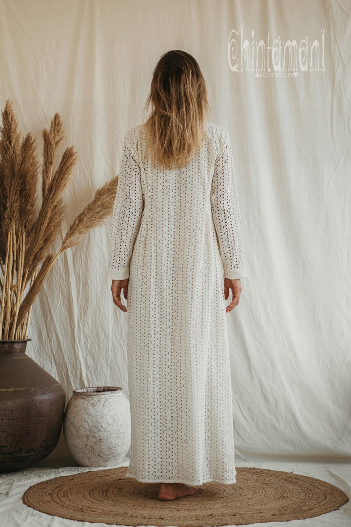 Organic Cotton Maxi Shirt Dress / Off White - ChintamaniAlchemi