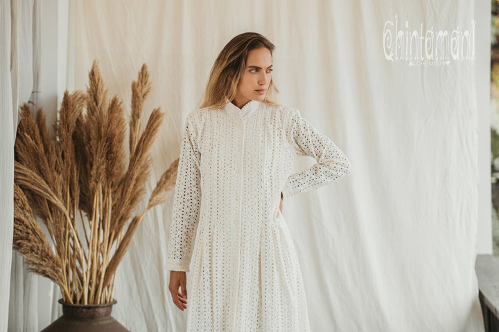Organic Cotton Maxi Shirt Dress / Off White - ChintamaniAlchemi