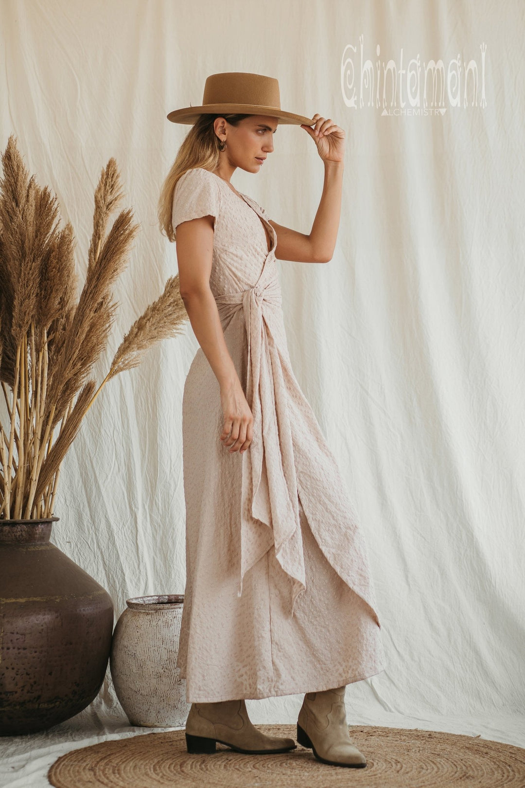 Organic Wrap Dress / Beige - ChintamaniAlchemi S Organic Wrap Dress / Beige - ChintamaniAlchemi S