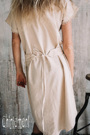 Raw Cotton Asymmetric Boho Dress / Atua Tino / Off White - ChintamaniAlchemi