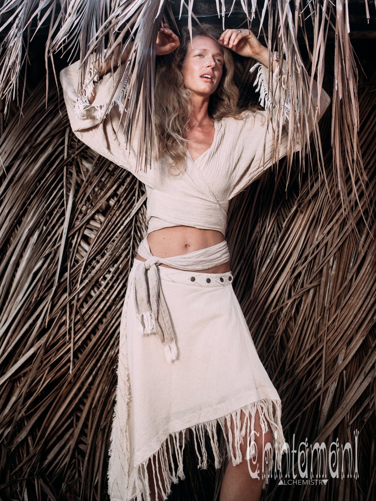 【INCHANT ME】Mont Cotton Bijo Long Skirt Cotton Wrap Skirt / Off White - ChintamaniAlchemi