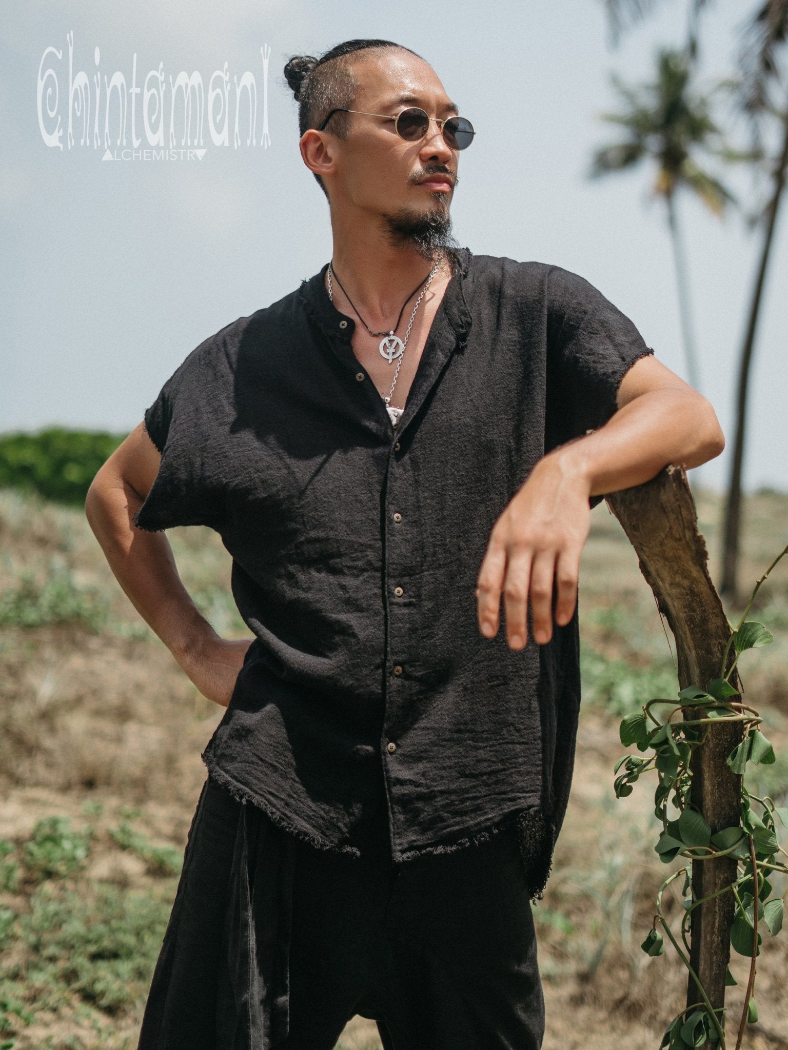 Raw Cotton Button Shirt / Black - ChintamaniAlchemi