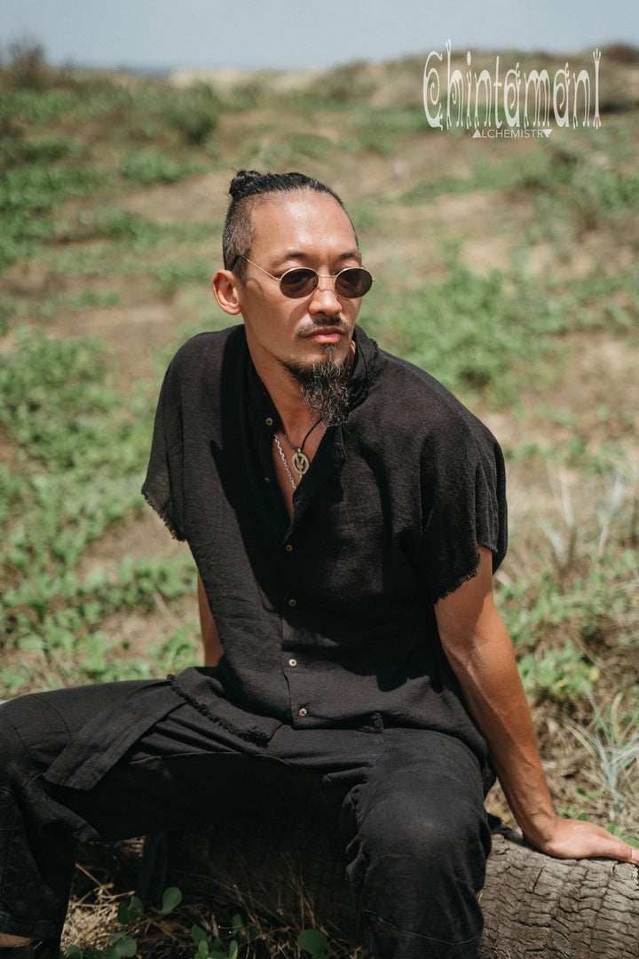 Raw Cotton Button Shirt / Black - ChintamaniAlchemi