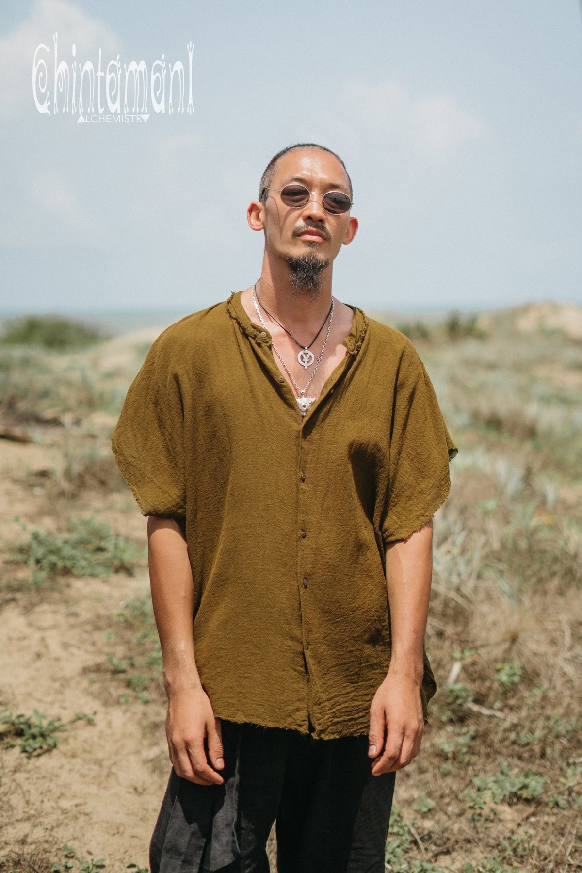 Raw Cotton Button Shirt / Brown - ChintamaniAlchemi