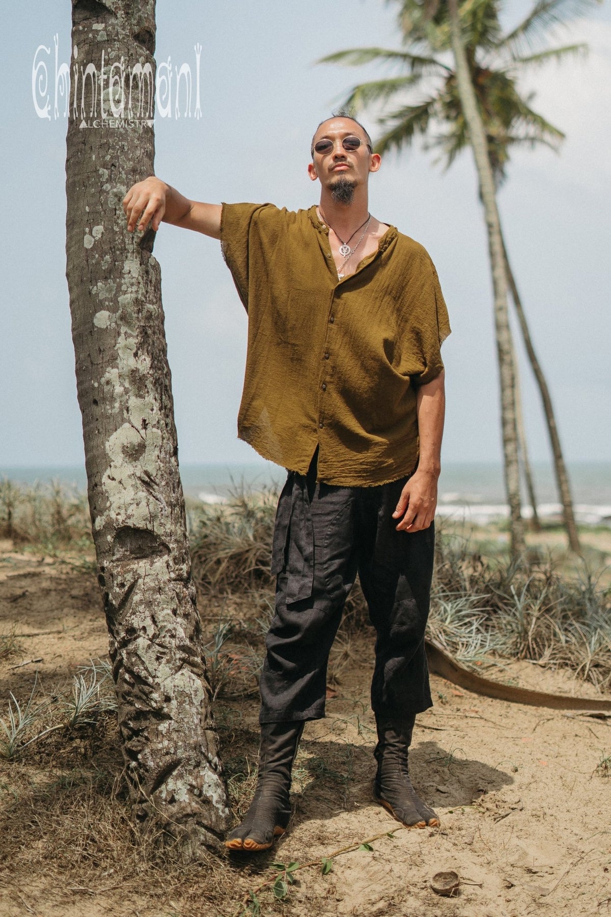 Raw Cotton Button Shirt / Brown - ChintamaniAlchemi