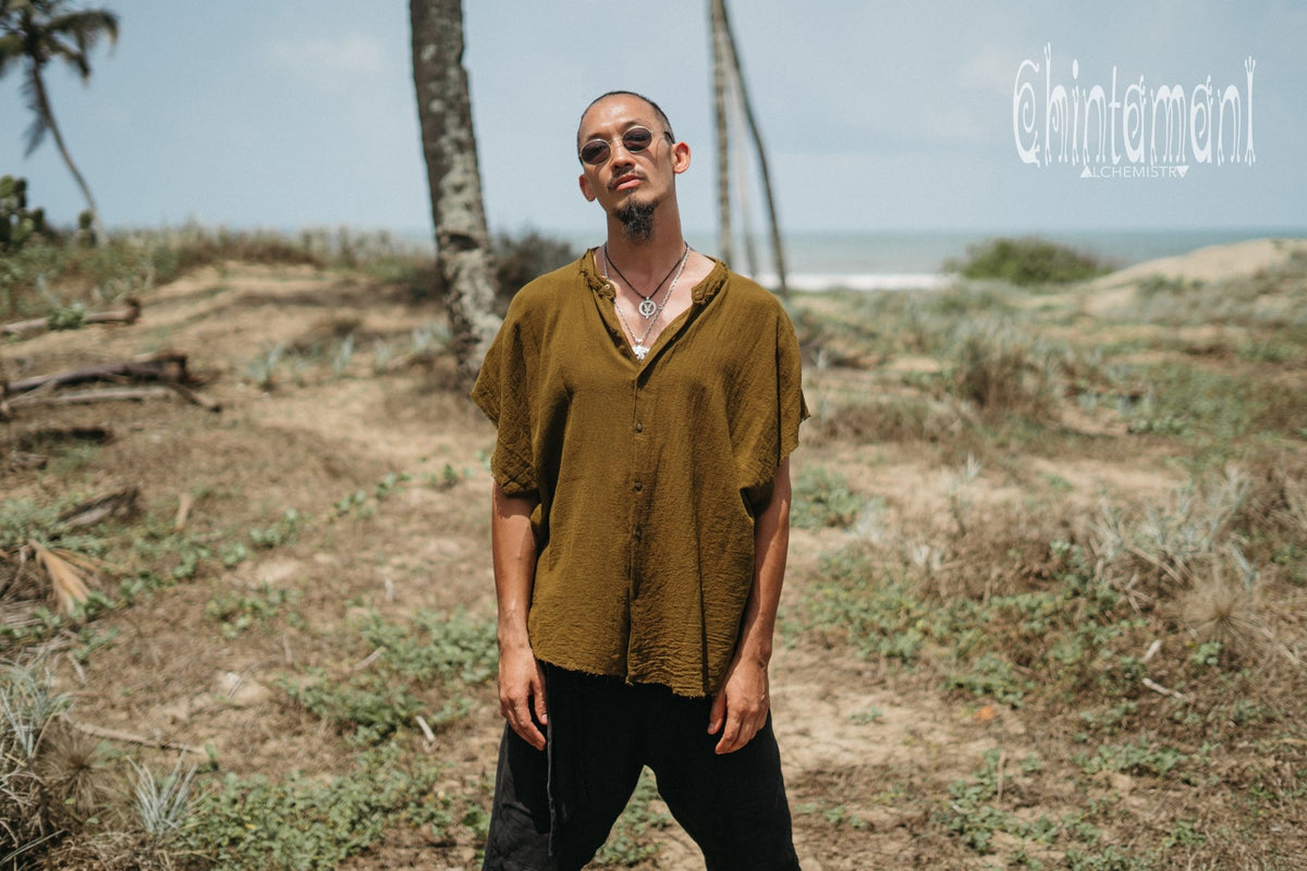 Raw Cotton Button Shirt / Brown - ChintamaniAlchemi