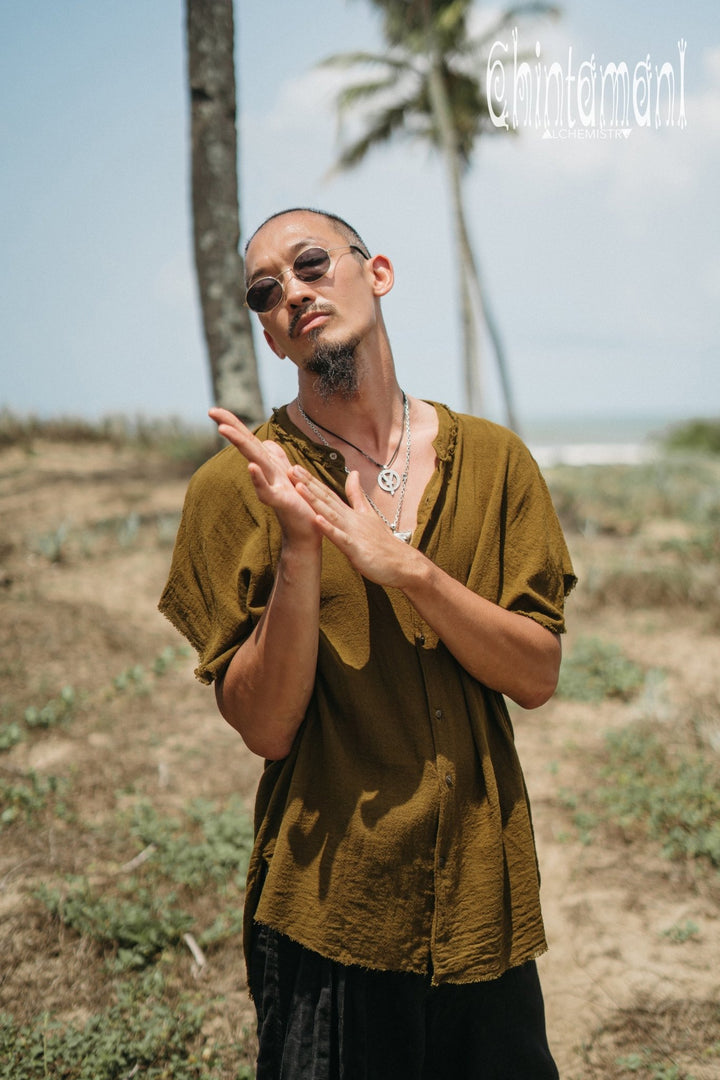 Raw Cotton Button Shirt / Brown - ChintamaniAlchemi