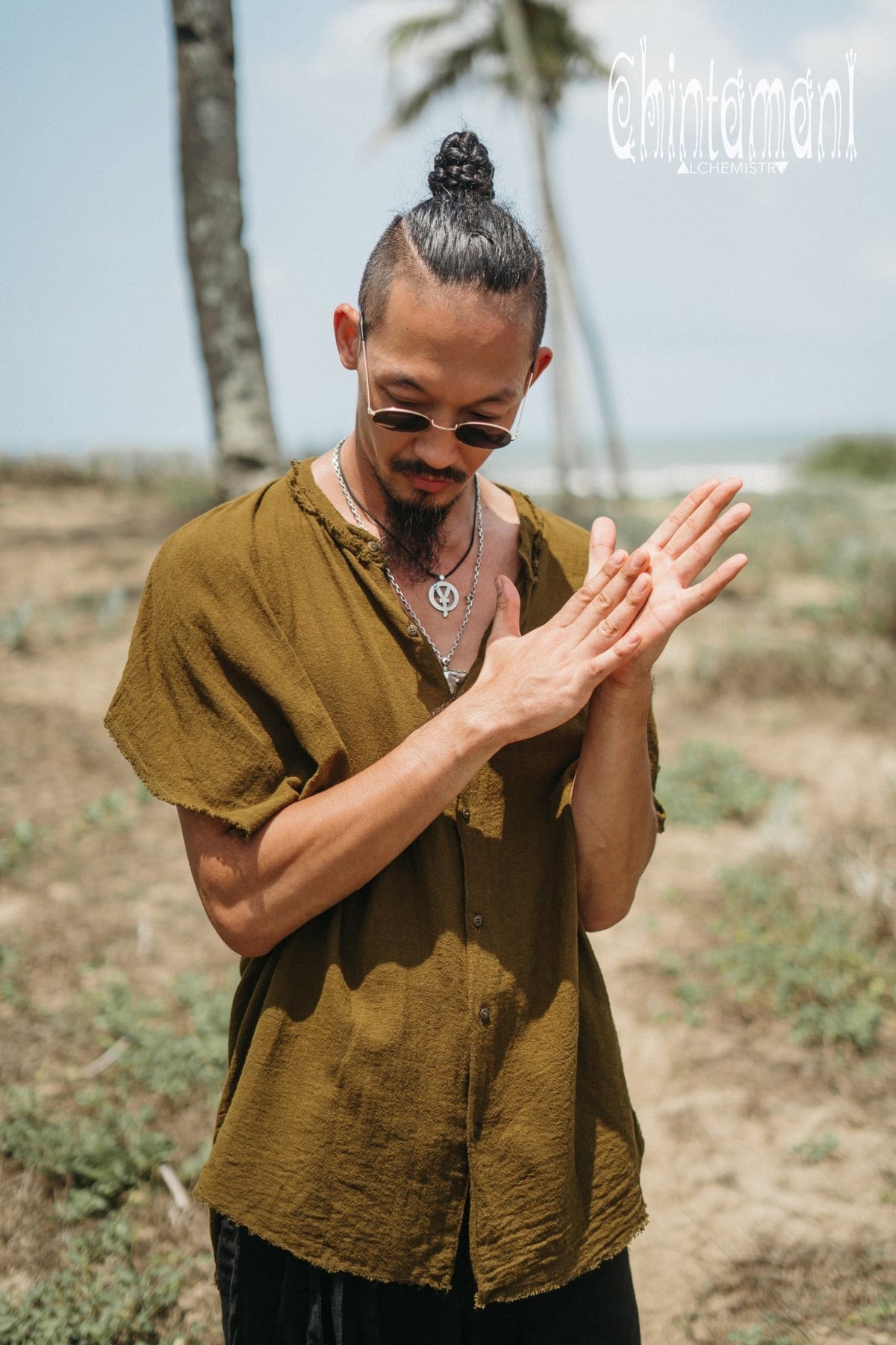 Raw Cotton Button Shirt / Brown - ChintamaniAlchemi