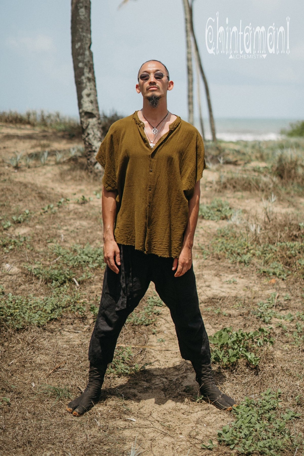 Raw Cotton Button Shirt / Brown - ChintamaniAlchemi