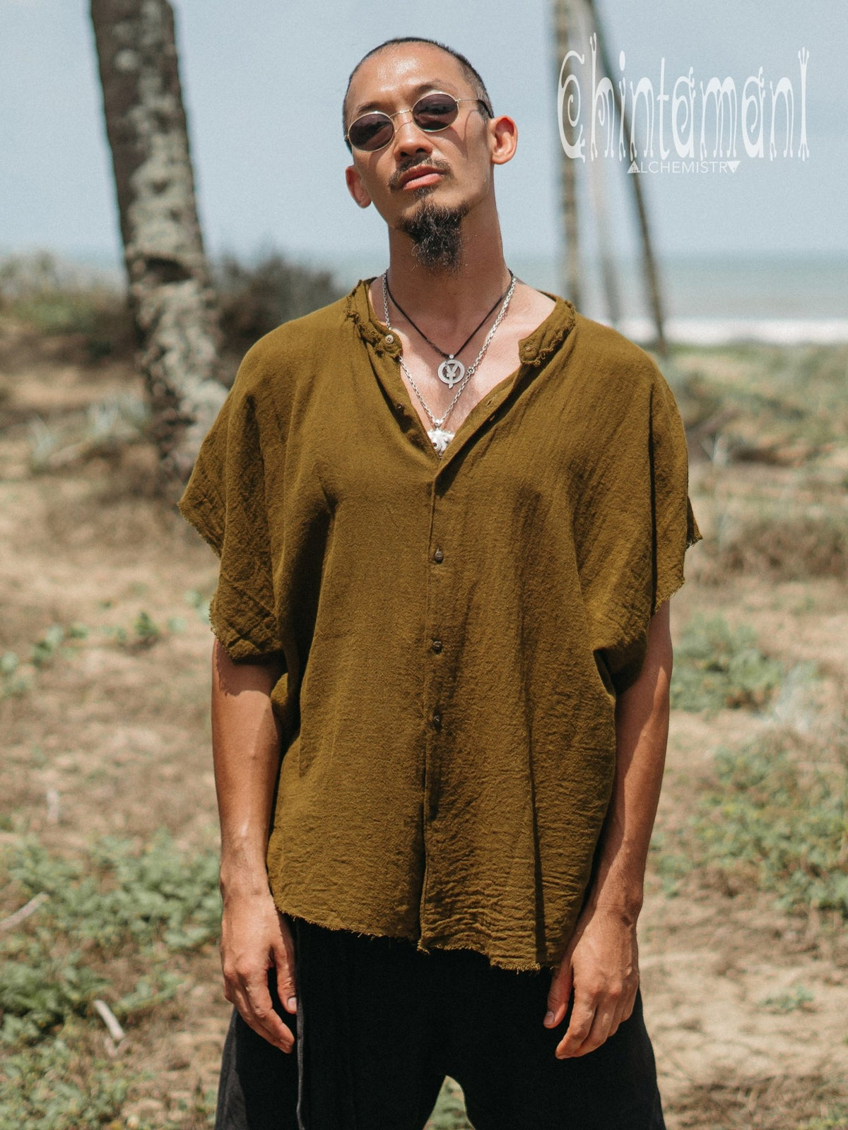 Raw Cotton Button Shirt / Brown - ChintamaniAlchemi