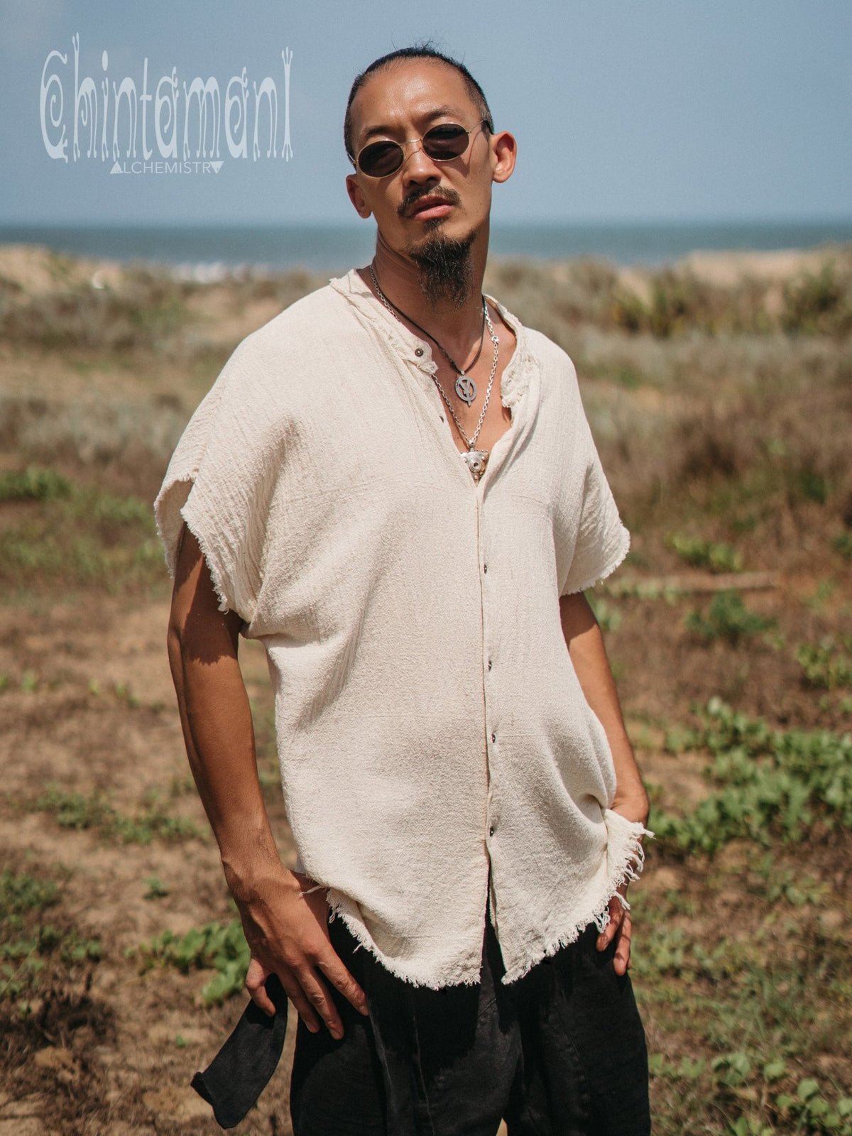 Raw Cotton Button Shirt / Off White - ChintamaniAlchemi