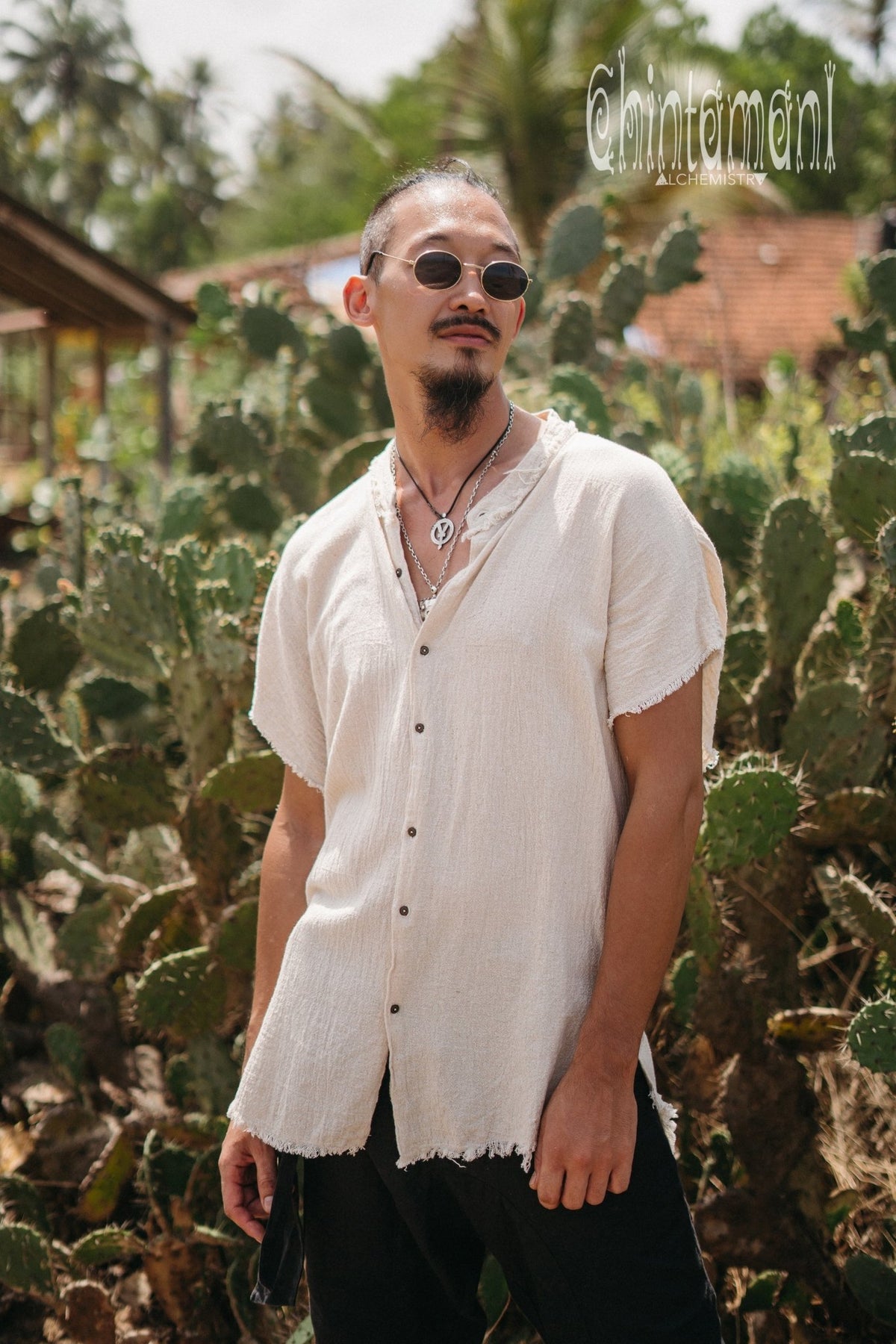 Raw Cotton Button Shirt / Off White - ChintamaniAlchemi