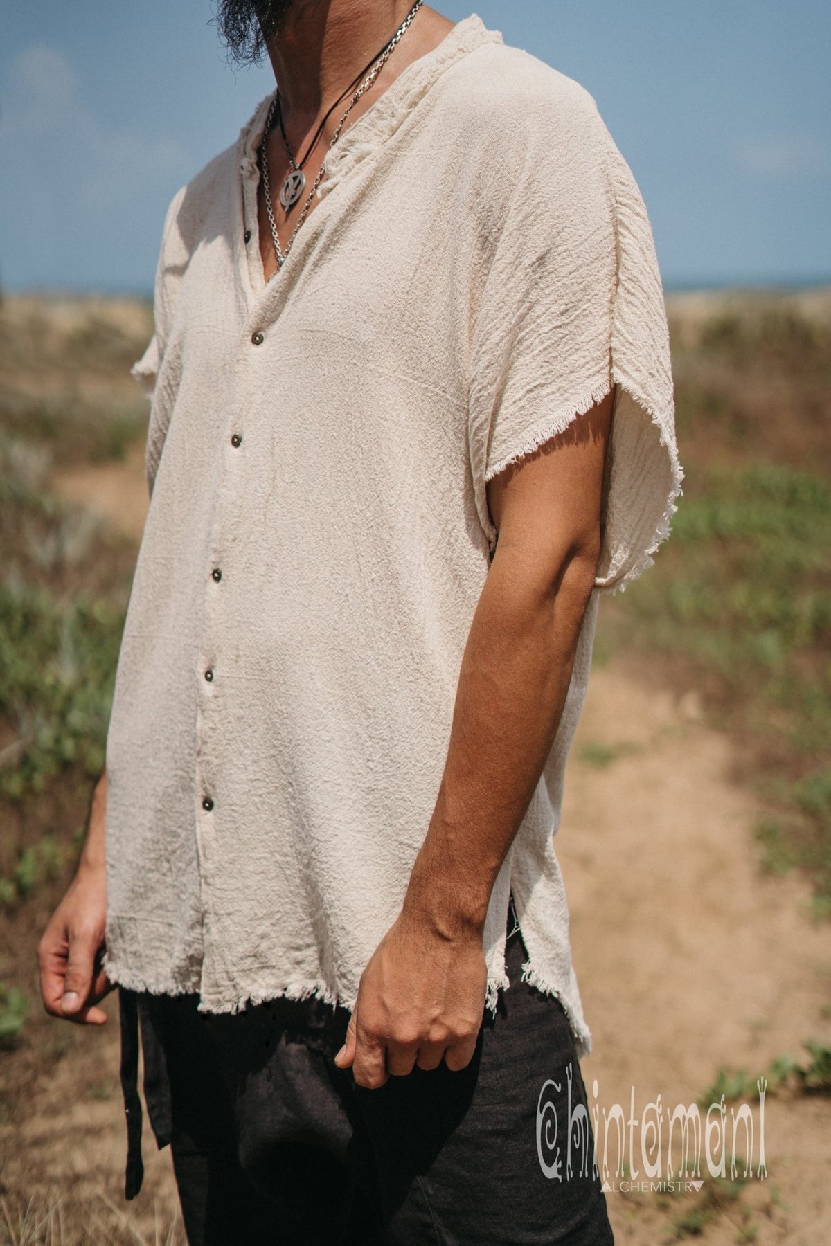 Raw Cotton Button Shirt / Off White - ChintamaniAlchemi