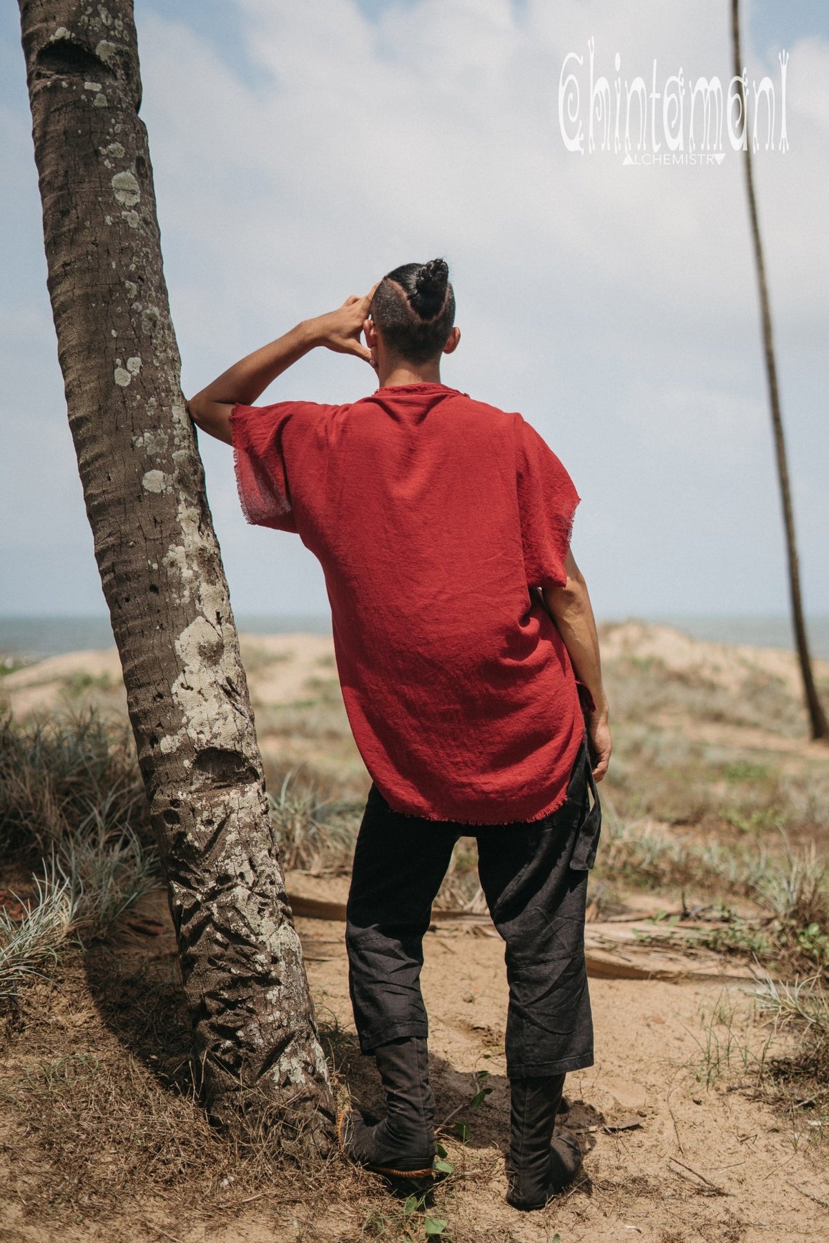 Raw Cotton Button Shirt / Red Ochre - ChintamaniAlchemi