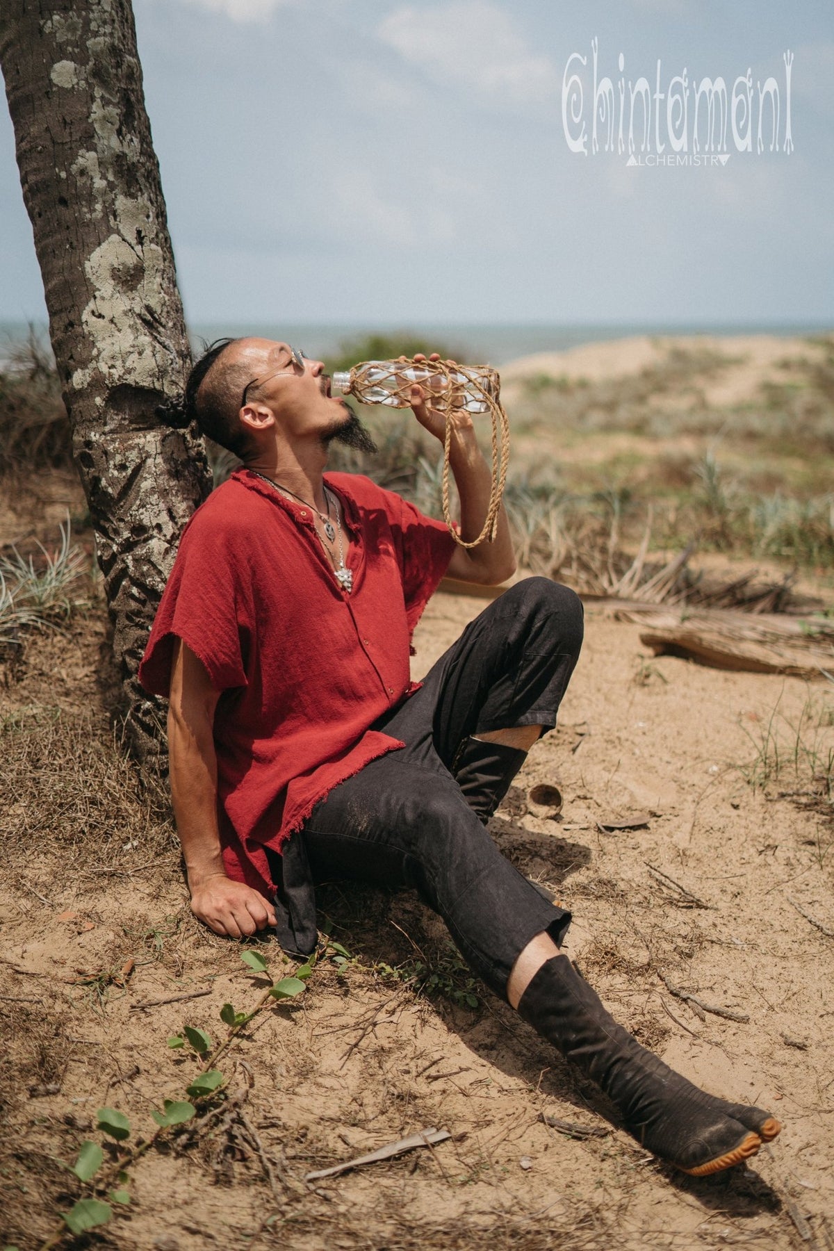 Raw Cotton Button Shirt / Red Ochre - ChintamaniAlchemi