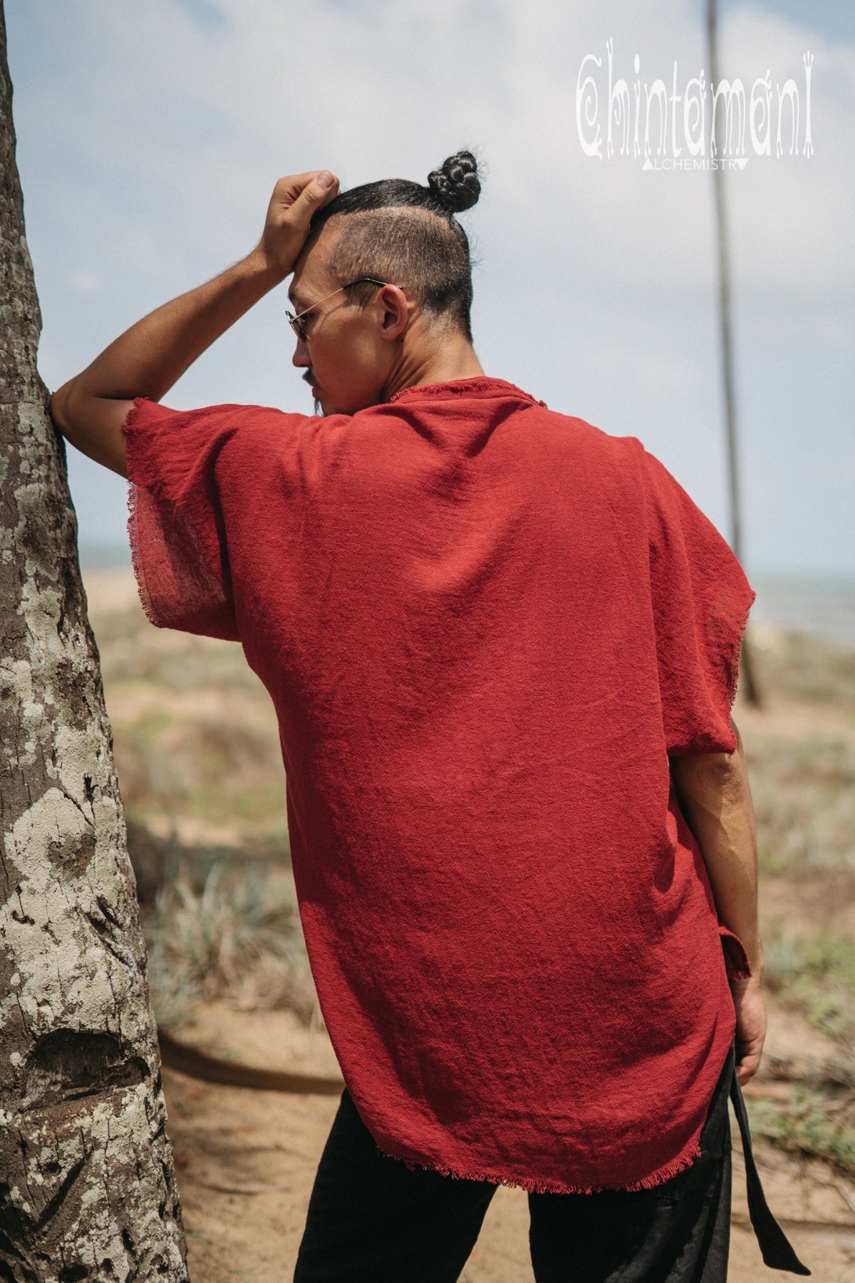 Raw Cotton Button Shirt / Red Ochre - ChintamaniAlchemi