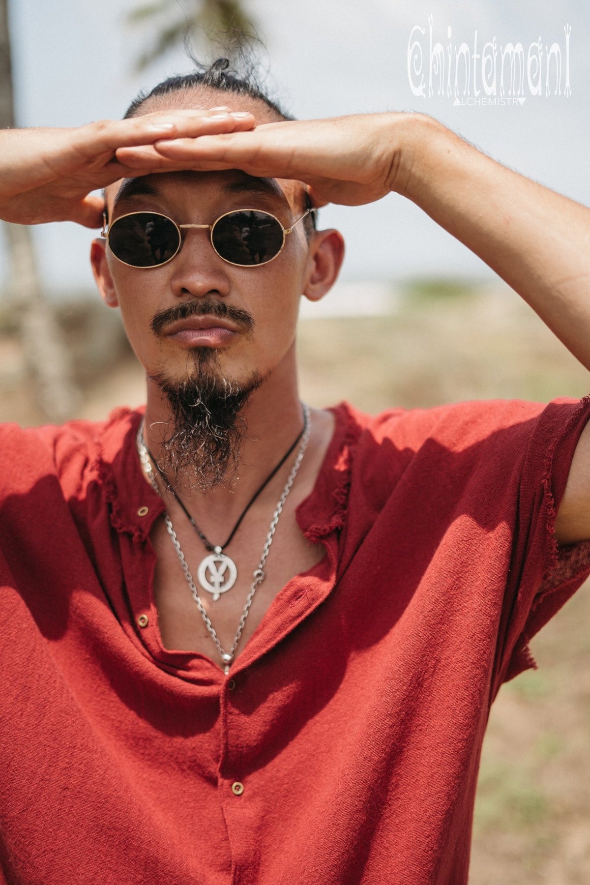 Raw Cotton Button Shirt / Red Ochre - ChintamaniAlchemi