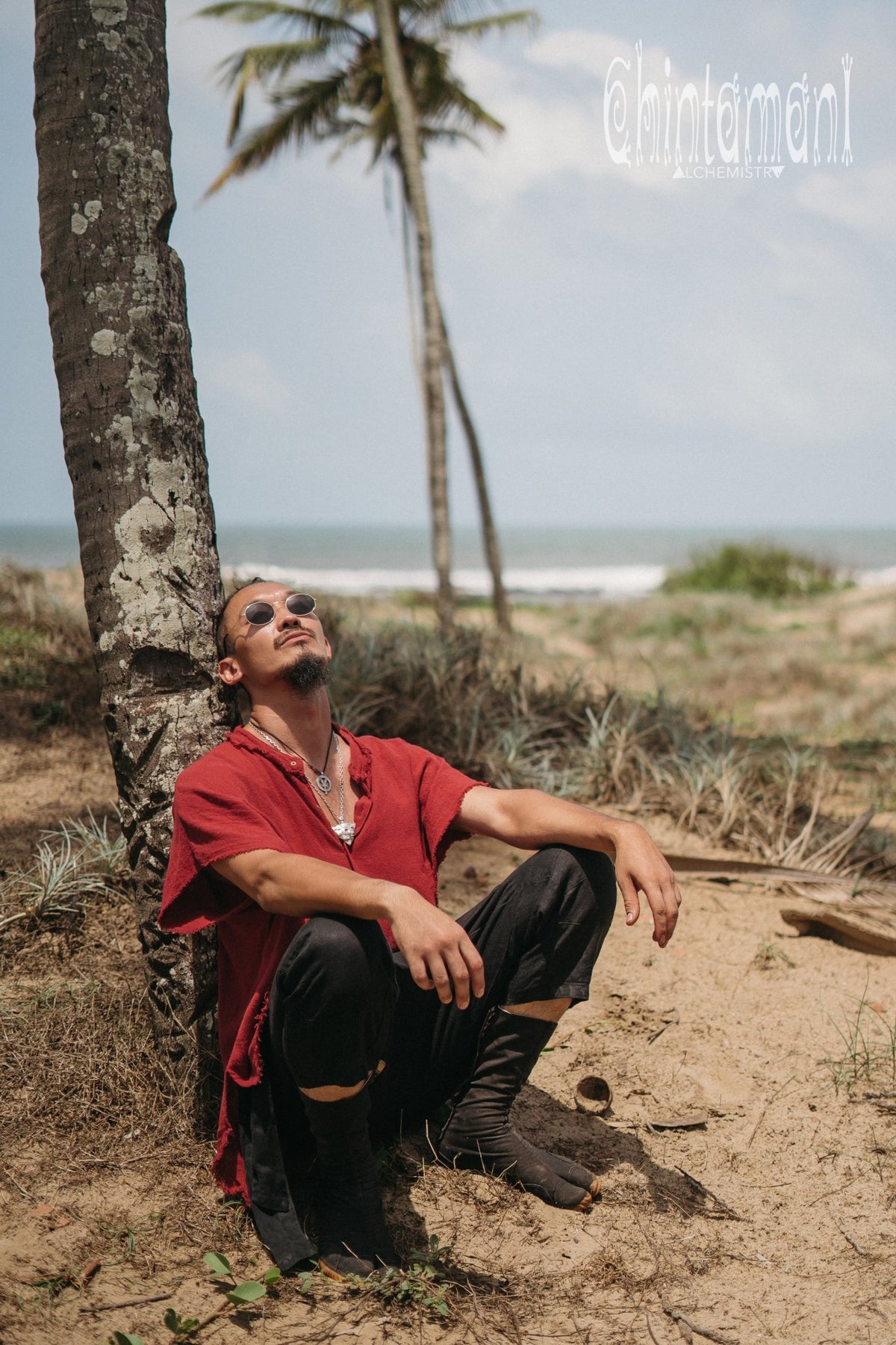 Raw Cotton Button Shirt / Red Ochre - ChintamaniAlchemi