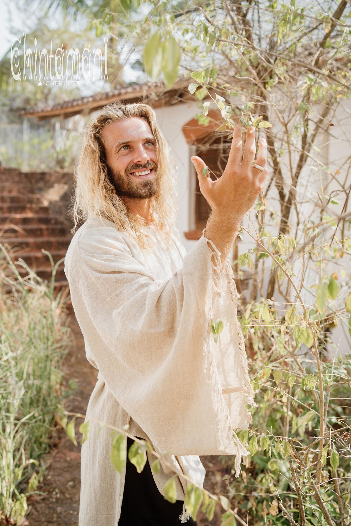 Raw Cotton Kimono Robe / Cardigan for Men / Beige - ChintamaniAlchemi