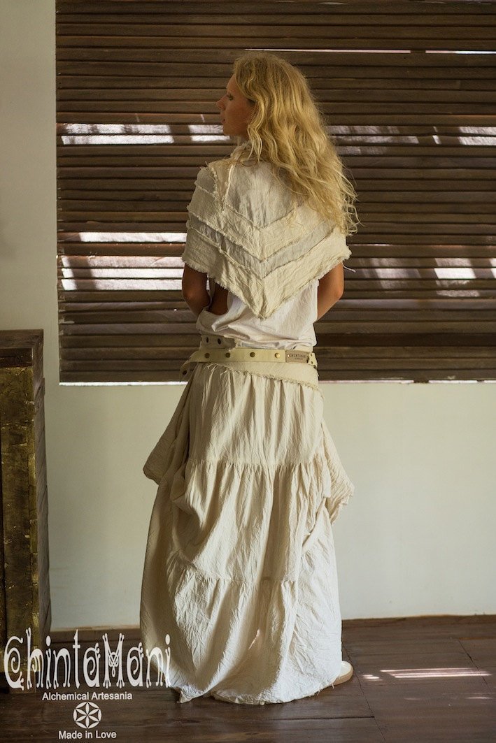 Raw Cotton Transformer Bohemian Maxi Skirt / Cream White - ChintamaniAlchemi