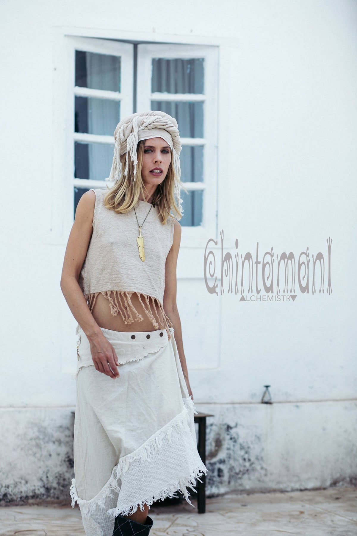 Raw Cotton Wrap Skirt / Off White - ChintamaniAlchemi