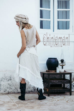 Raw Cotton Wrap Skirt / Off White - ChintamaniAlchemi