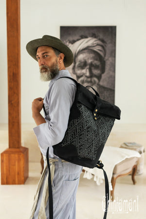 Rolltop Canvas Backpack Unisex / Black - ChintamaniAlchemi