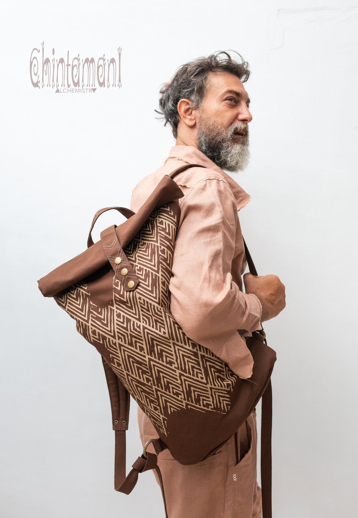 Rolltop Canvas Backpack Unisex / Brown - ChintamaniAlchemi