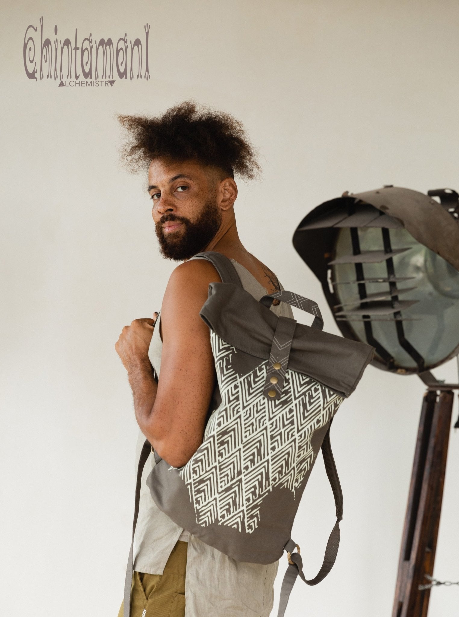 Rolltop Canvas Backpack Unisex / Dark Gray - ChintamaniAlchemi