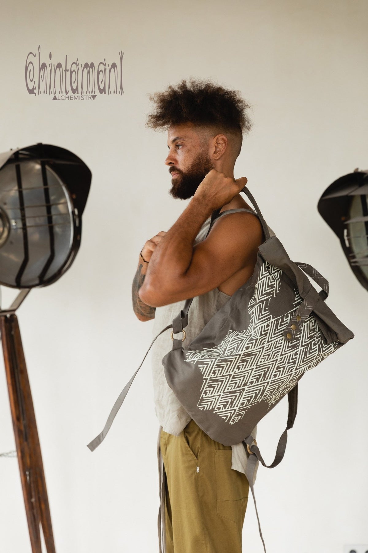 Rolltop Canvas Backpack Unisex / Dark Gray - ChintamaniAlchemi