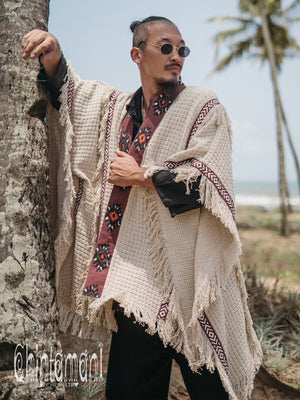 Short Berber Poncho for Men / Hemp - ChintamaniAlchemi