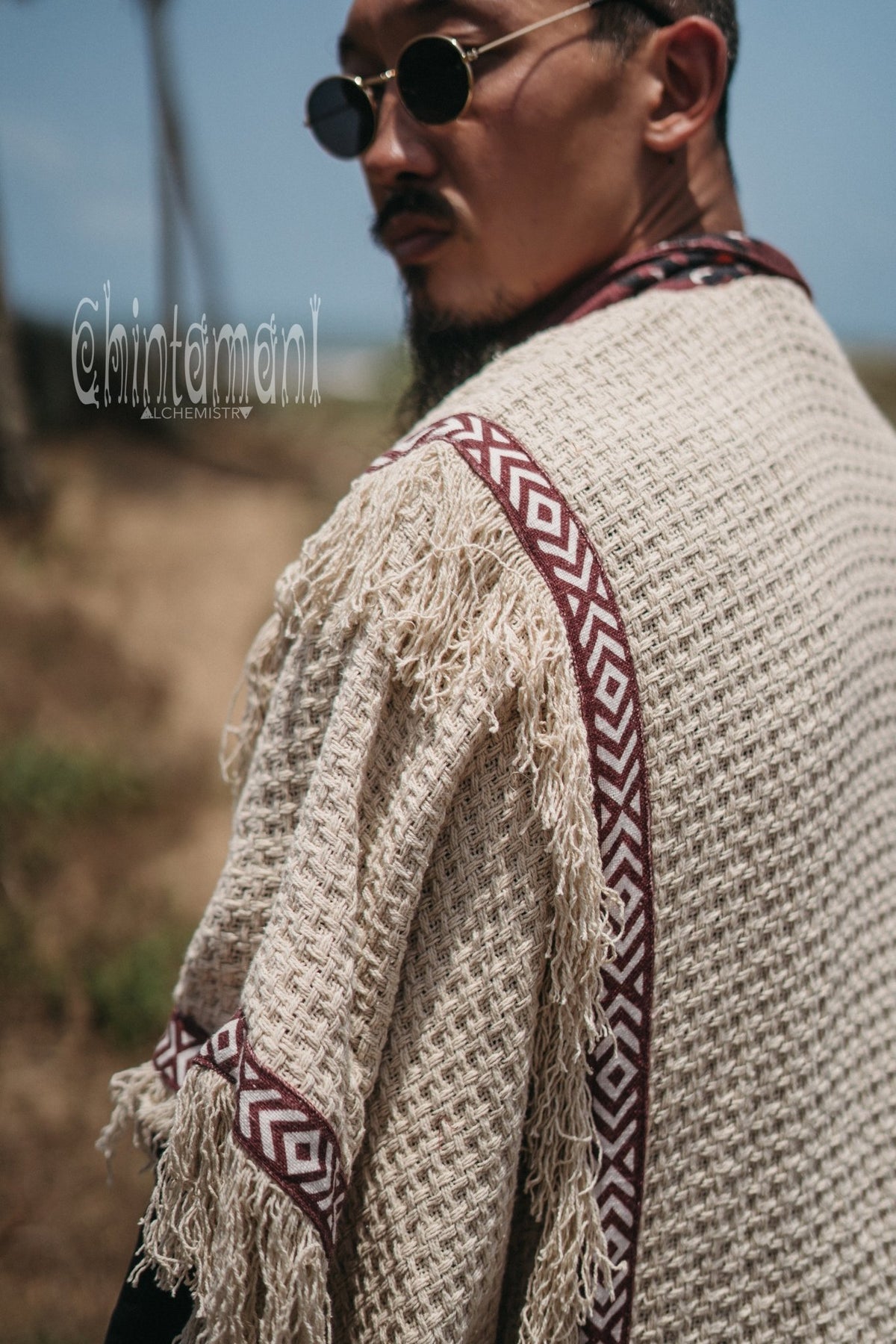 Short Berber Poncho for Men / Hemp - ChintamaniAlchemi