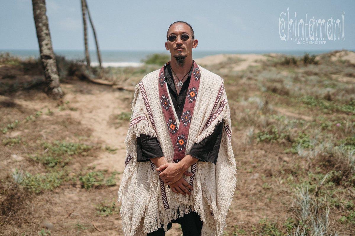 Short Berber Poncho for Men / Hemp - ChintamaniAlchemi