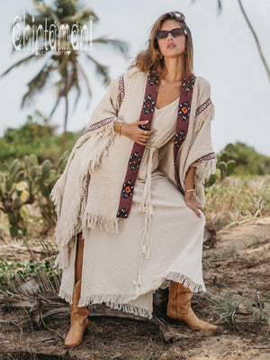 Short Berber Poncho for Women / Hemp - ChintamaniAlchemi