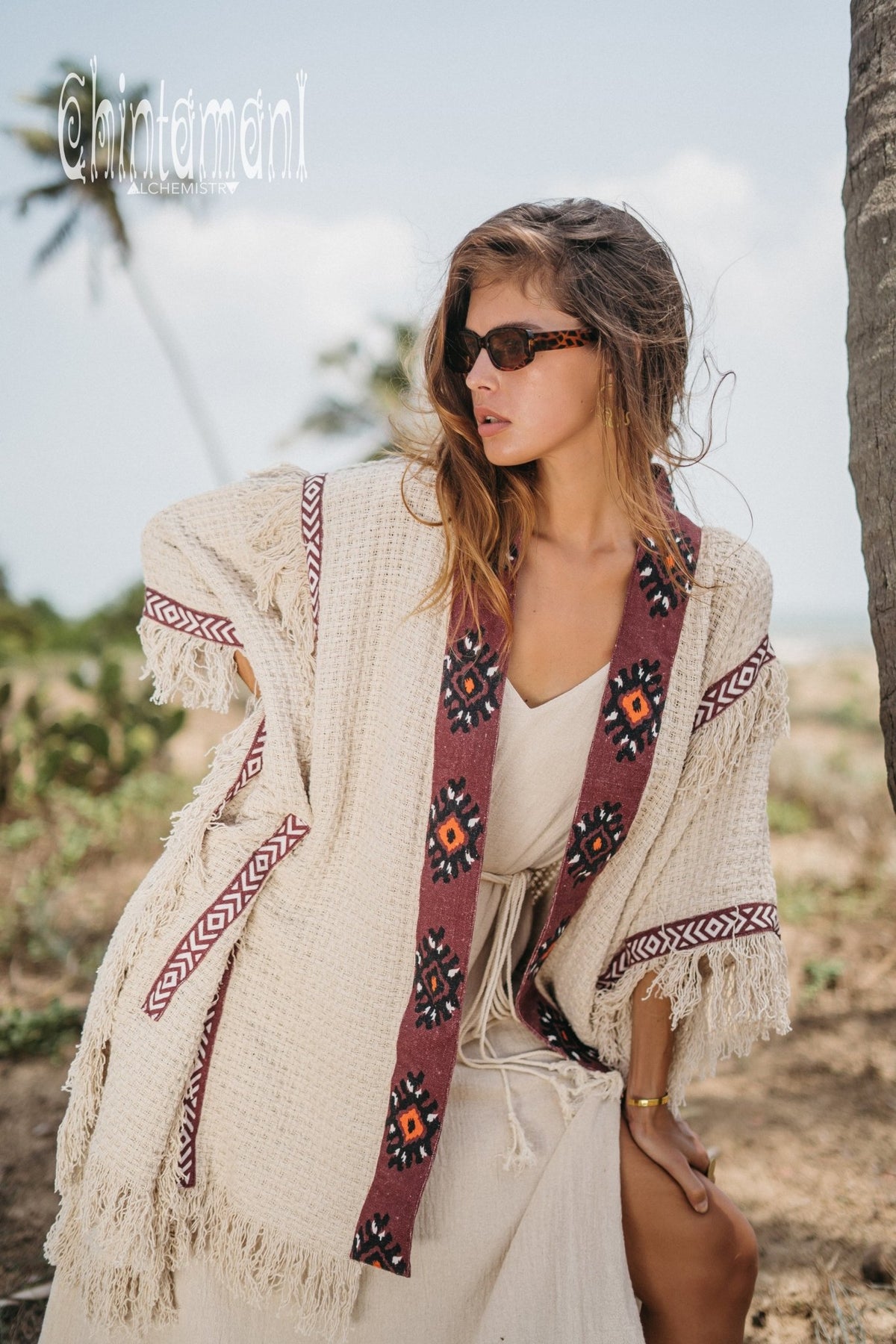 Short Berber Poncho for Women / Hemp - ChintamaniAlchemi