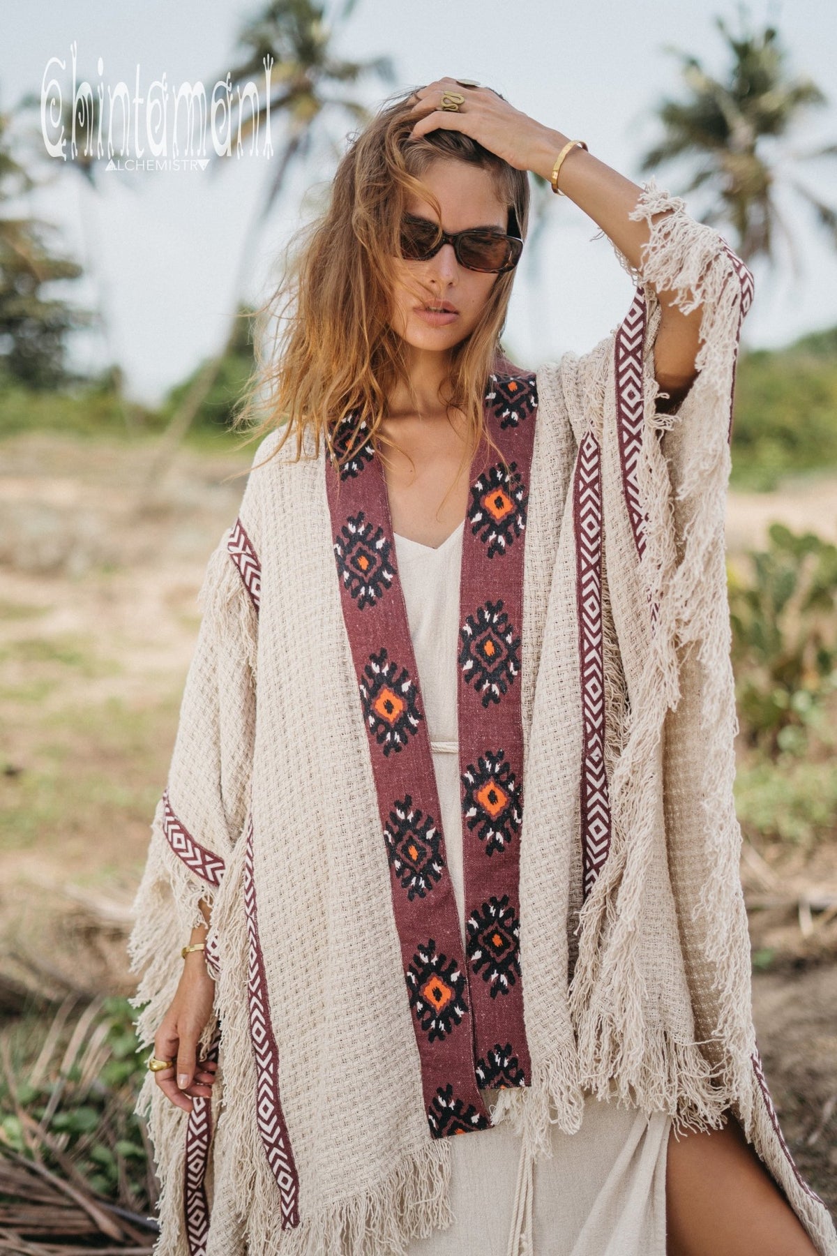 Short Berber Poncho for Women / Hemp - ChintamaniAlchemi