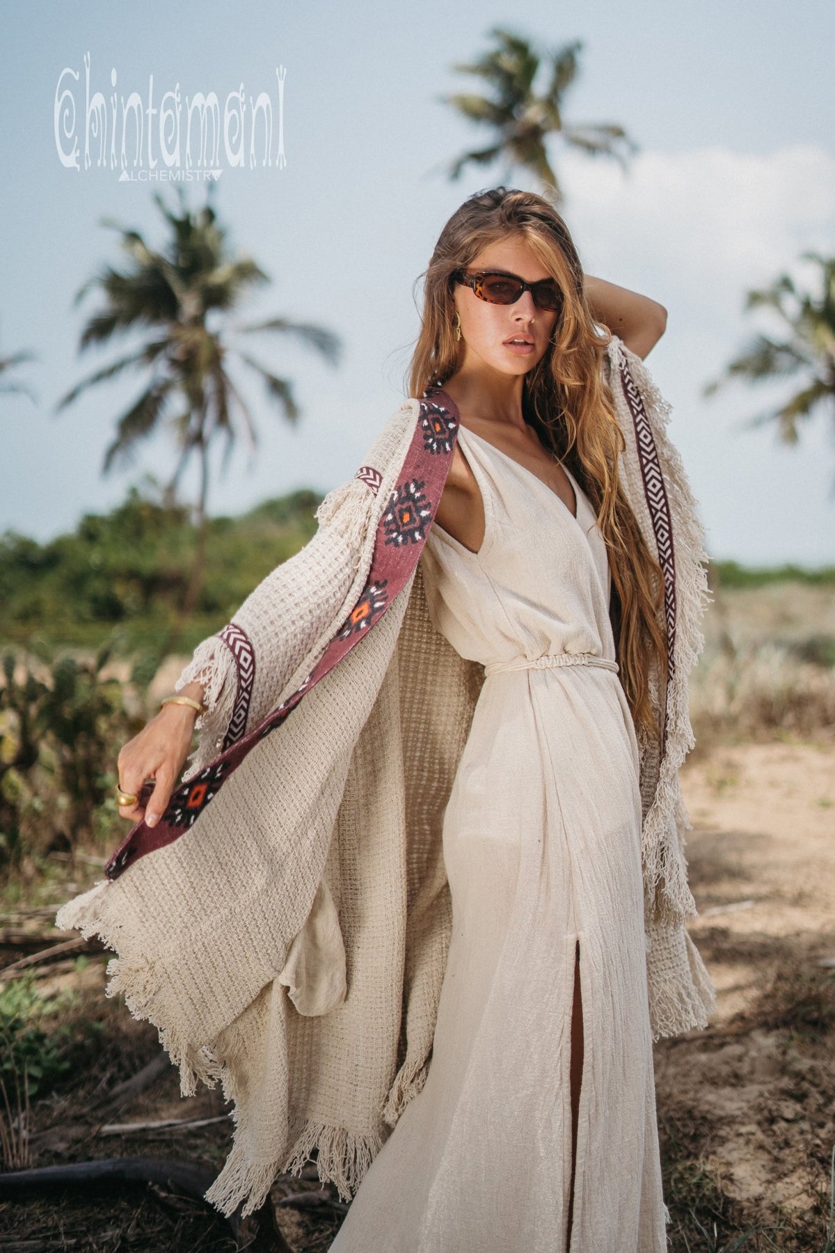 Short Berber Poncho for Women / Hemp - ChintamaniAlchemi