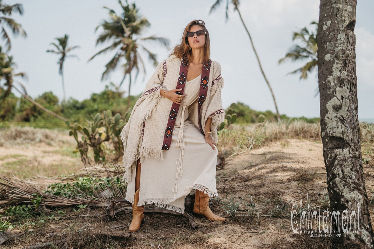 Short Berber Poncho for Women / Hemp - ChintamaniAlchemi