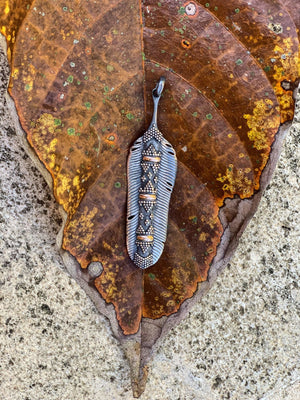 Silver & Gold Unique Bird Feather Pendant 925 Sterling Silver & 20K Gold / HUAYRURO - ChintamaniAlchemi