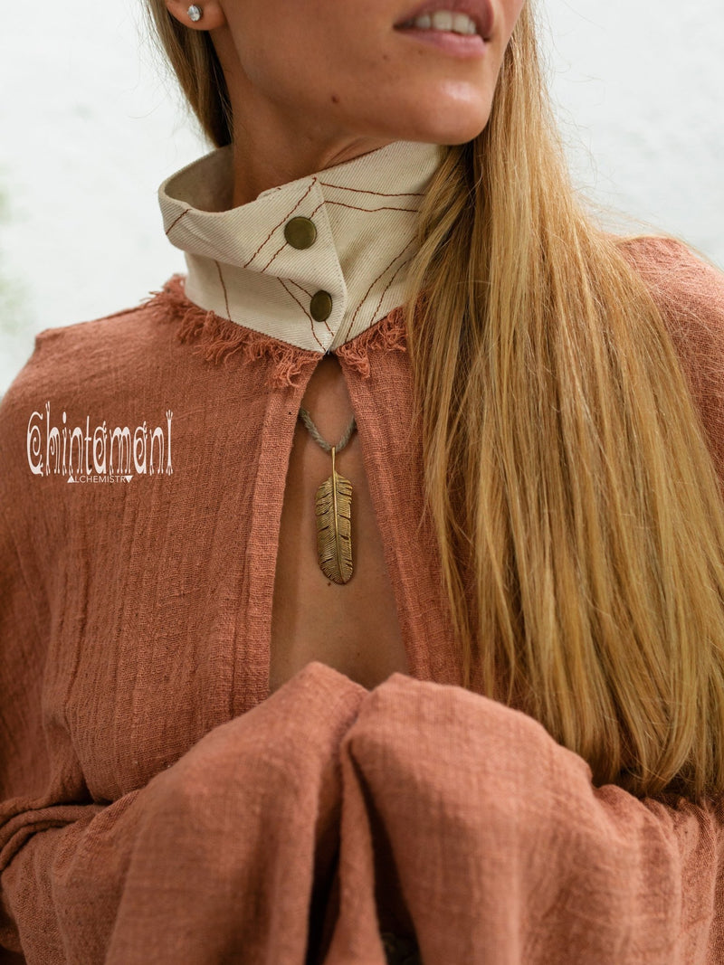 Thick and Thin Poncho / Soft Cotton + Cotton Canvas / Dusty Pink - ChintamaniAlchemi