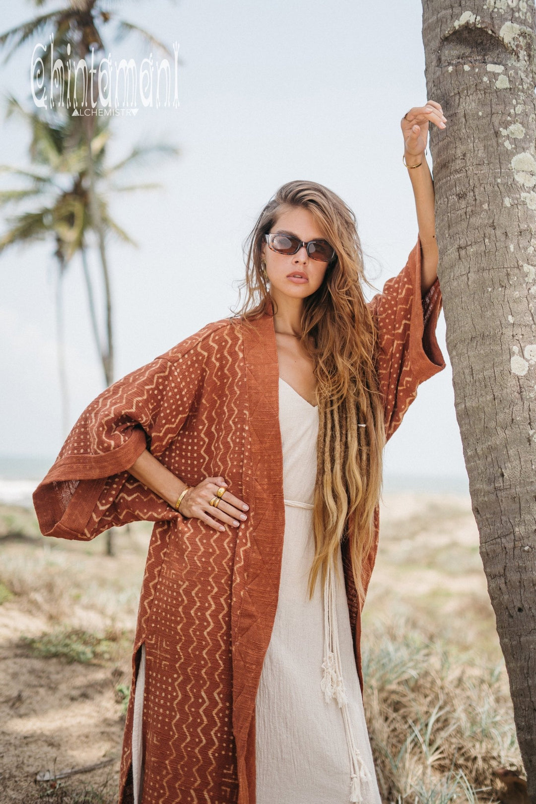 Block Print Kimono / Rust - ChintamaniAlchemi Block Print Kimono / Rust - ChintamaniAlchemi