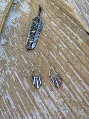 Unique Tribal Boho Earrings ∆ Sterling Silver 925 & 20k Gold - ChintamaniAlchemi