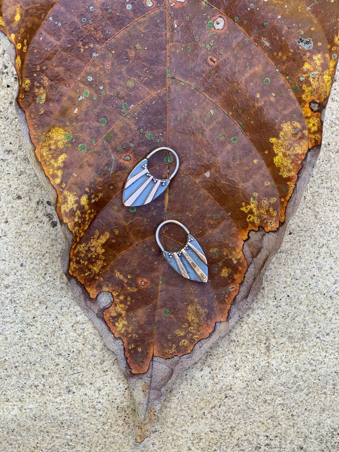 Unique Tribal Boho Earrings ∆ Sterling Silver 925 & 20k Gold - ChintamaniAlchemi