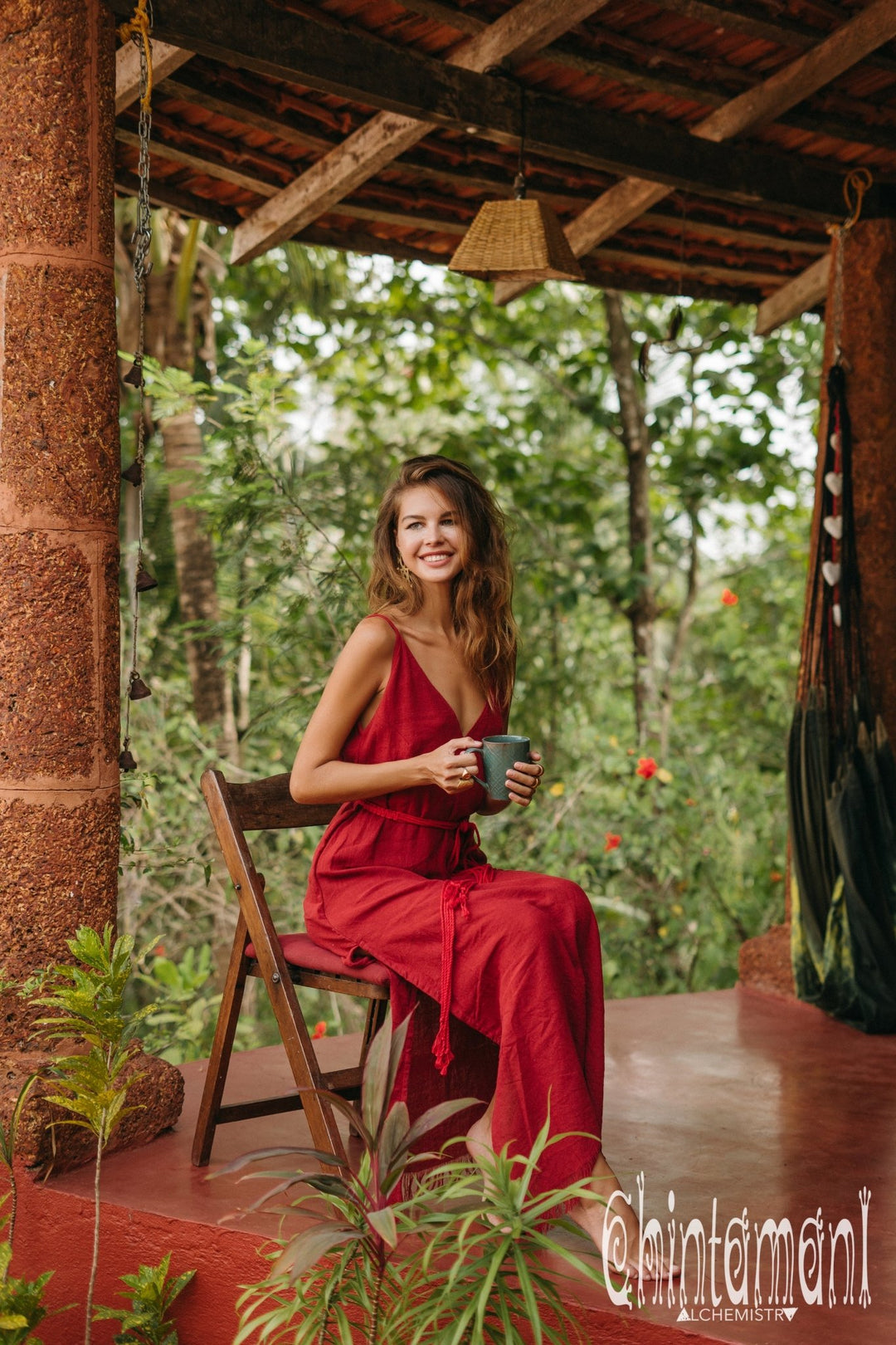 V-neck Maxi Dress / Red Ochre - ChintamaniAlchemi