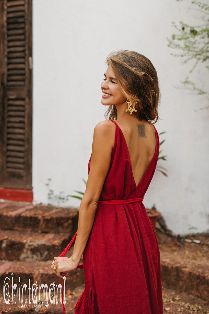 V-neck Maxi Dress / Red Ochre - ChintamaniAlchemi