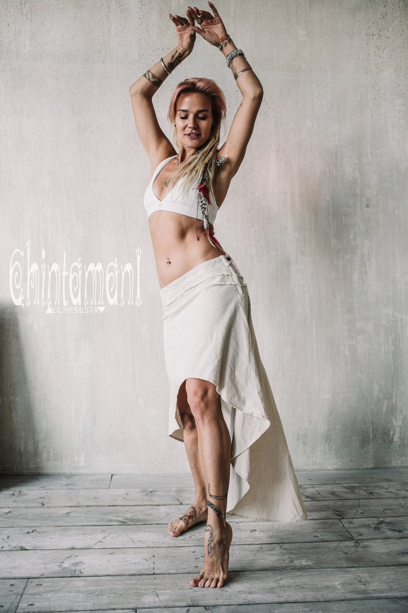 Yoga Bra Top / Cotton Sport Halter Top by Chintamani / Off White - ChintamaniAlchemi